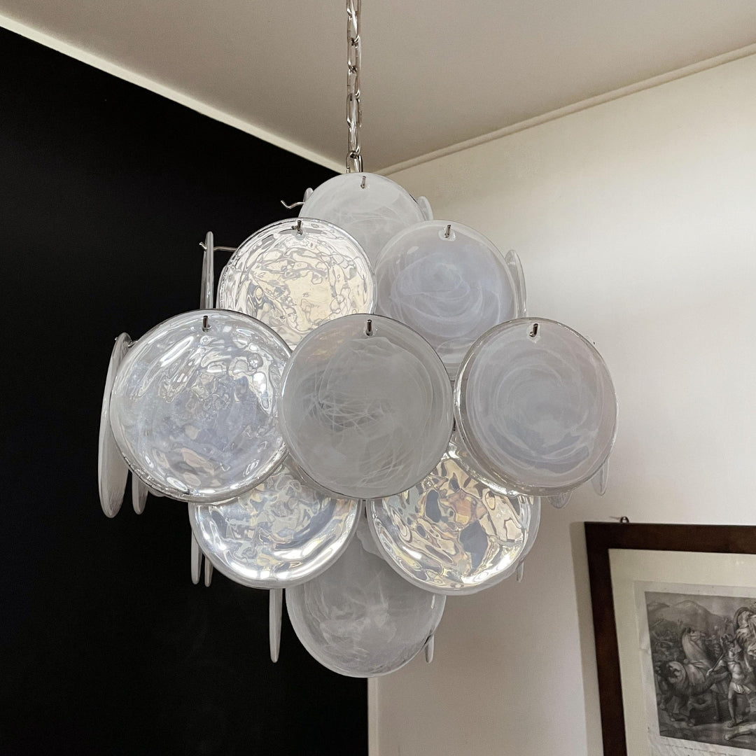 Murano Disc Chandelier 19.7″ White Disks