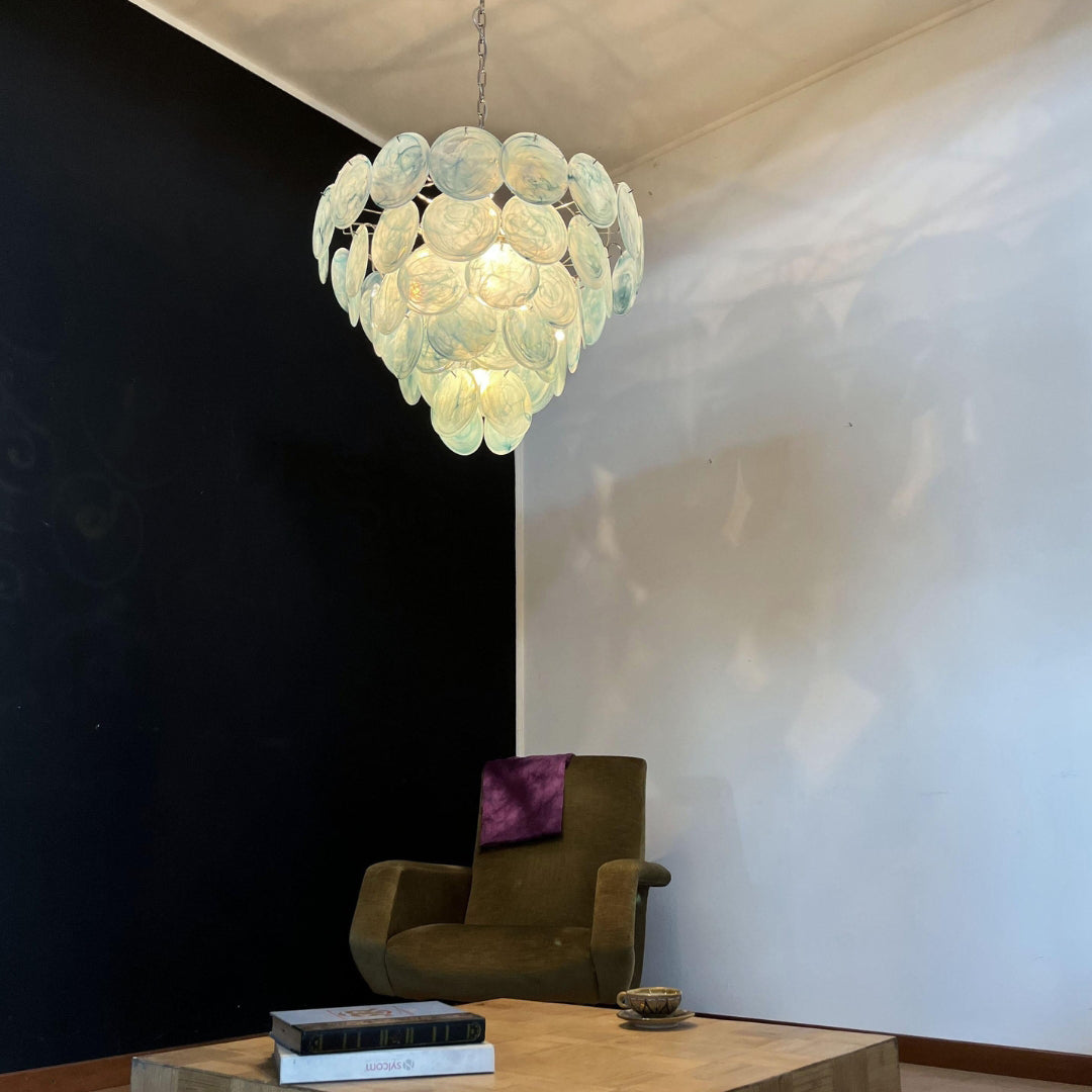 Murano Disc Chandelier 27.6″ Blue