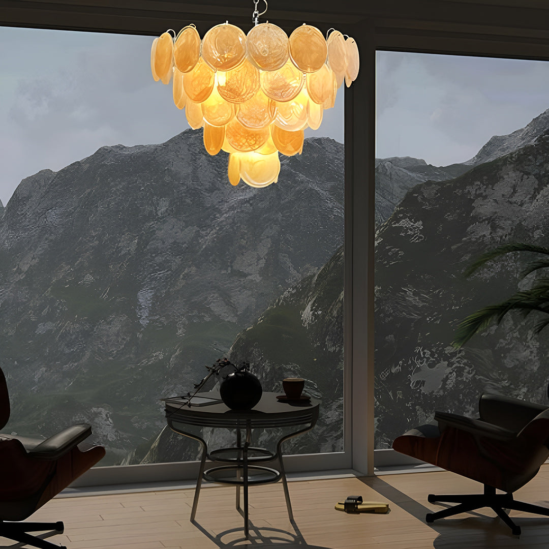 Murano Disc Chandelier 27.6″ Gold