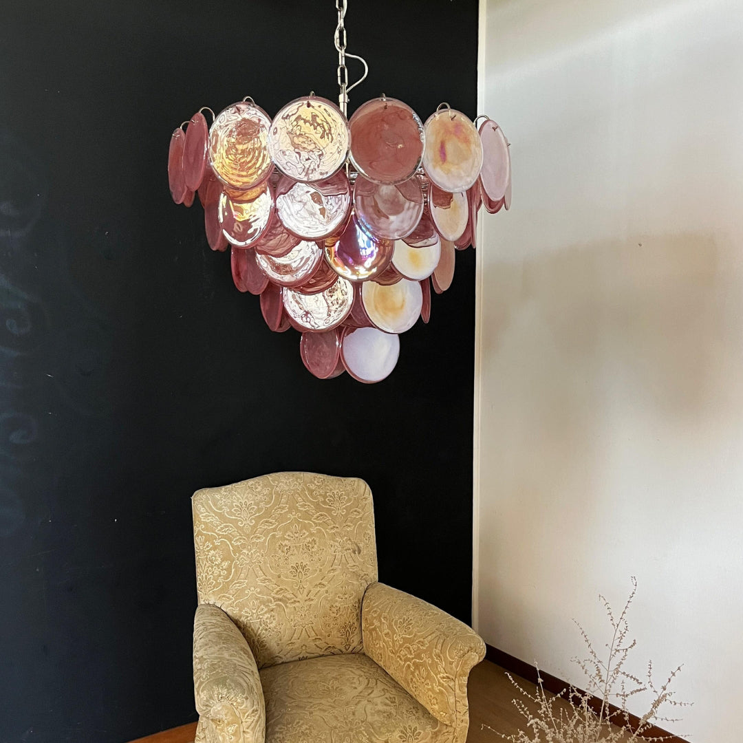 Murano Disc Chandelier 27.6″ Pink