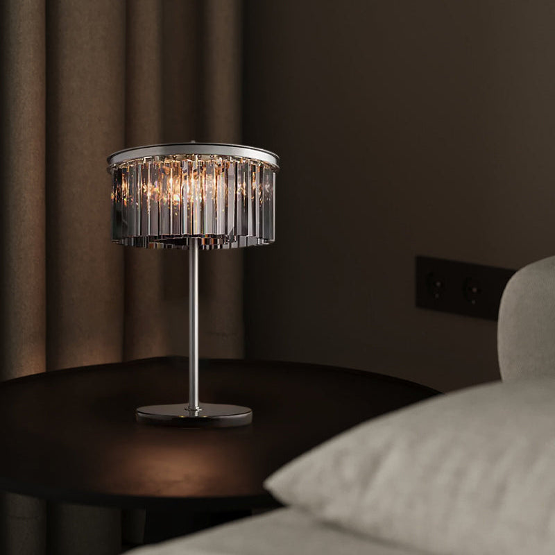 Simplicity Cylinder Shape 2-Tier Crystal Table Lamp