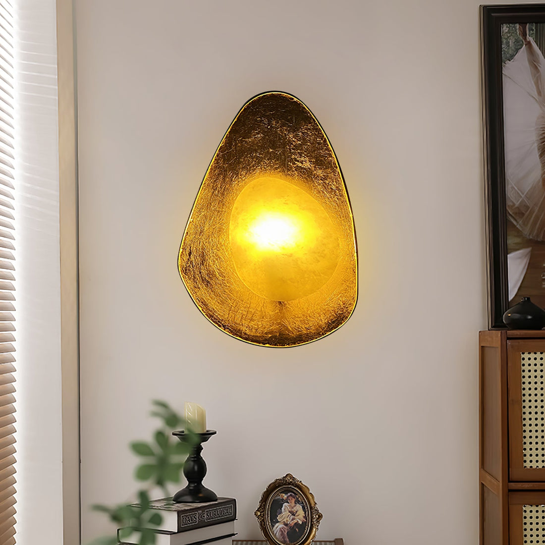 Organic Gilded Pebble Wall Sconce