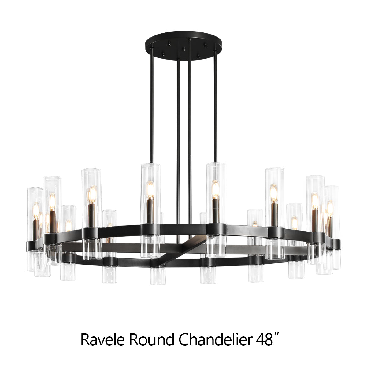 Ravelle Glass Round Chandelier 48"