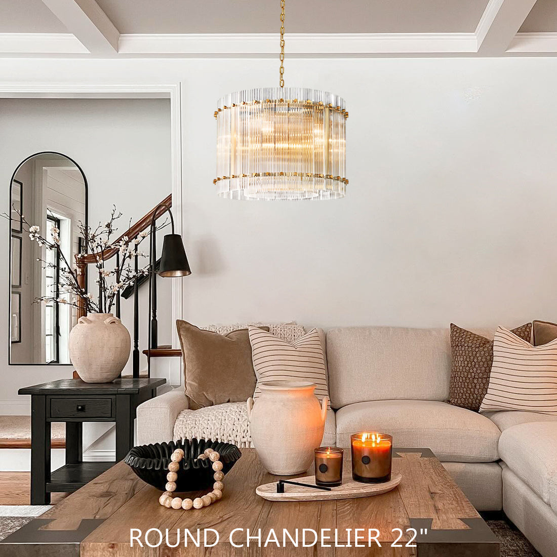 Marcus Glass Round Chandelier 22"