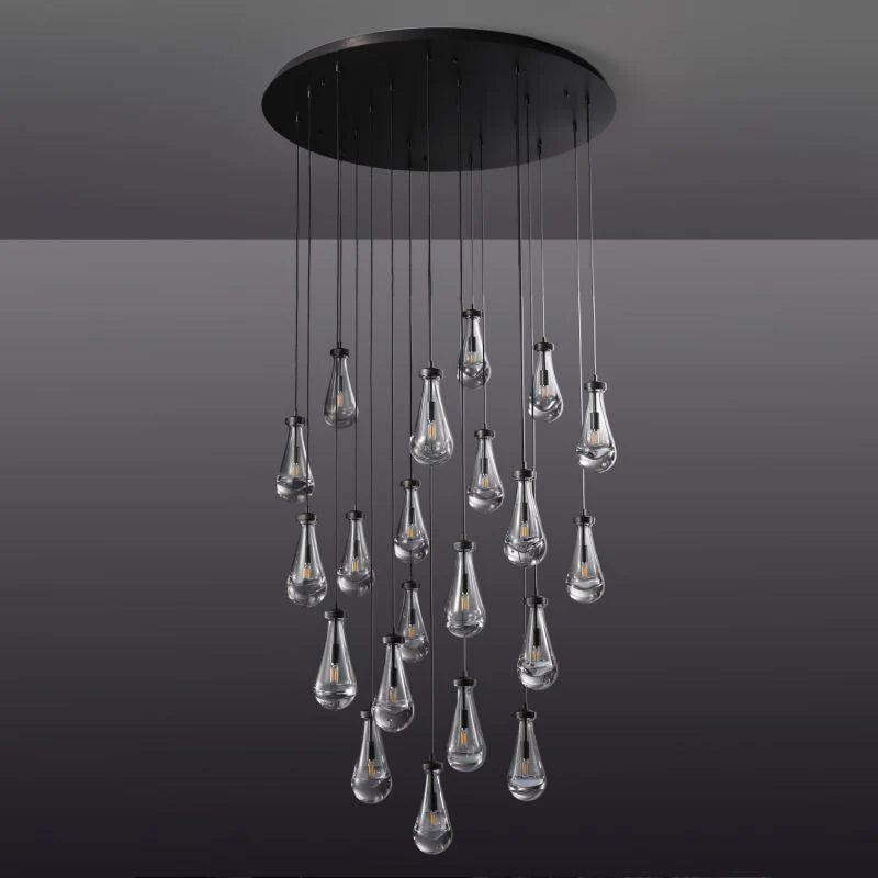 Raindrop Glass Round Chandelier 47"