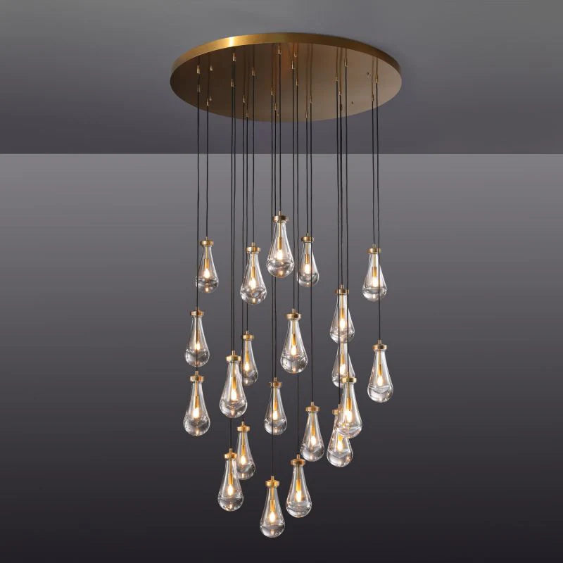 Raindrop Glass Round Chandelier 47"