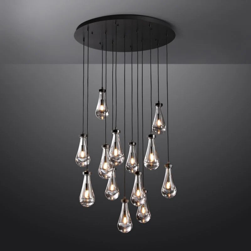 Raindrop Glass Round Chandelier 36"