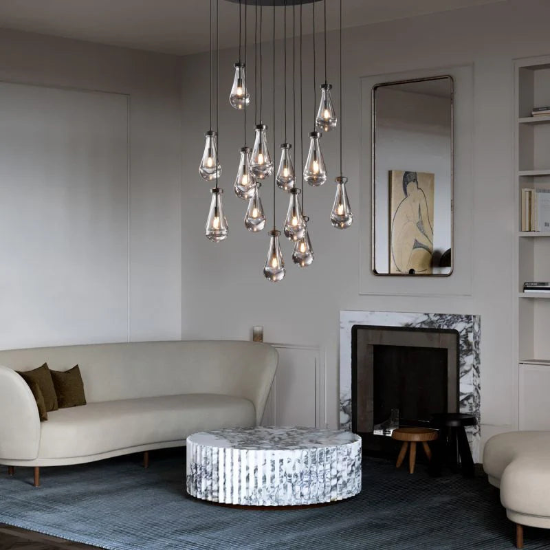Raindrop Glass Round Chandelier 36"