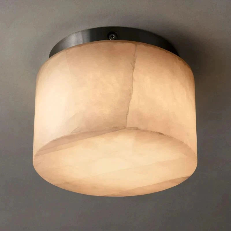Raines Alabaster Modern Calcite Round Flushmount 6'' 10'' 14'' For Bedroom, Bathroom