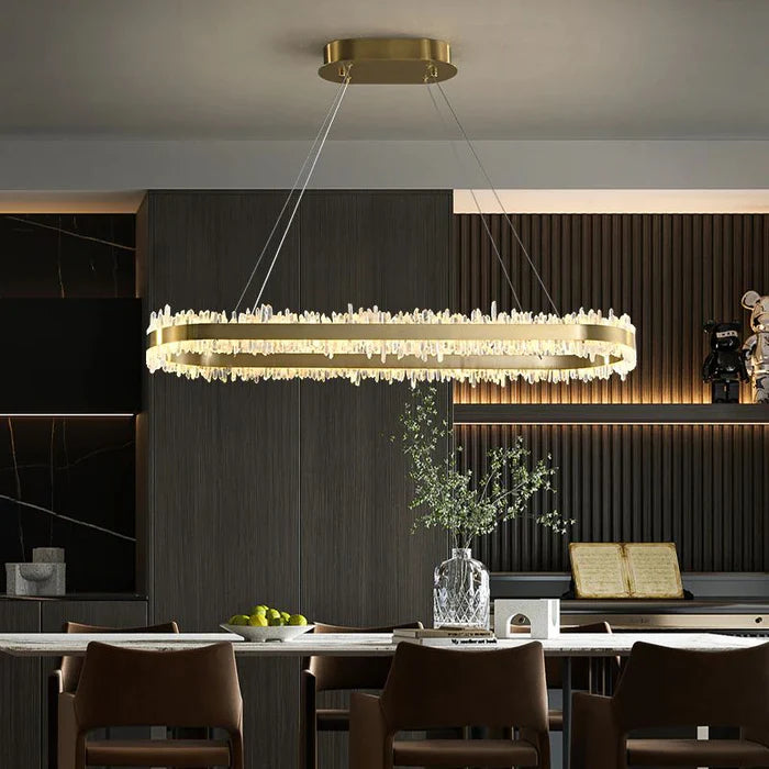 Rose Rock Crystal Oval Chandelier Elegant Lighting Fixtures