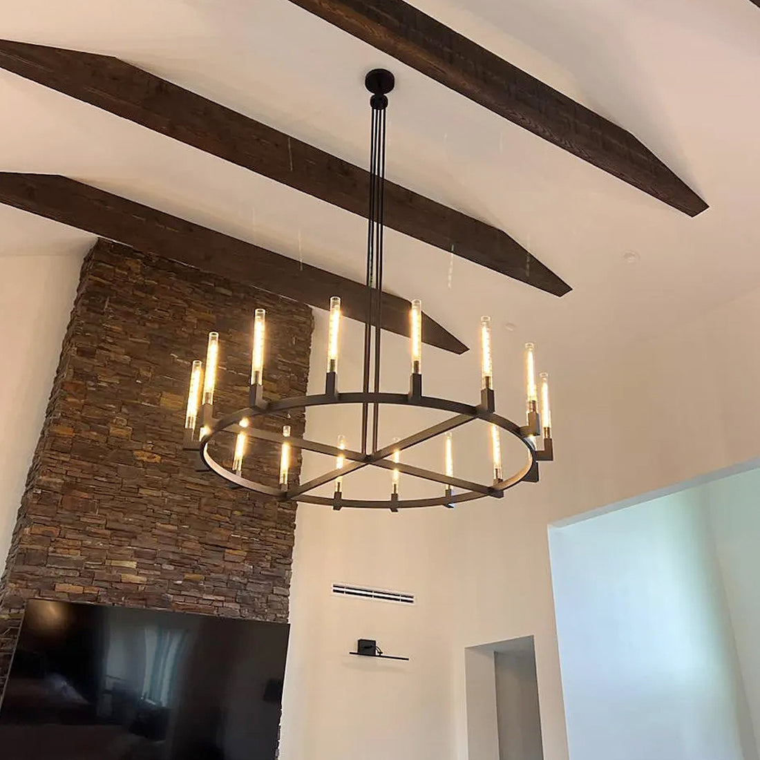 Candlestick Brass Round Chandelier 48"