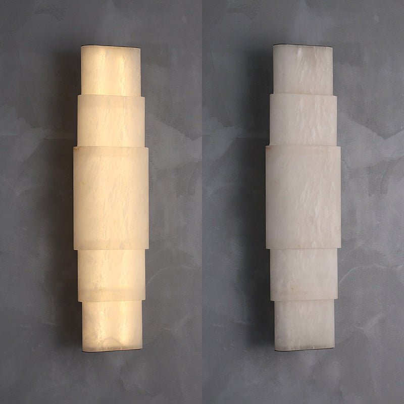 Tiered Alabaster Column Sconce