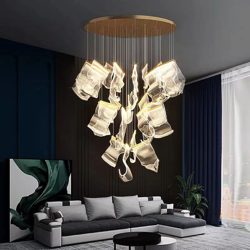 Extra Large  Modern Paper Chandelier For Staircase / Foyer Villa Hall Ceiling