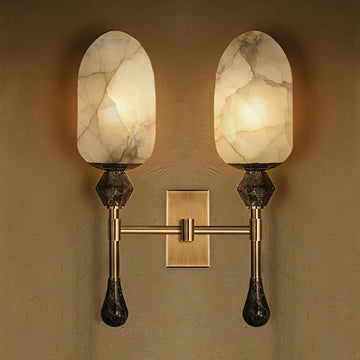 Alabaster Obelisk Double Sconce