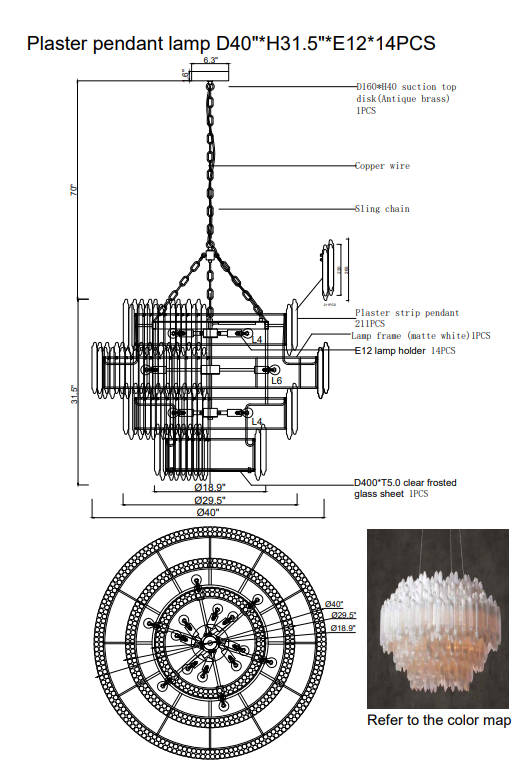 Selenite Layer Round Chandelier 32" 42"