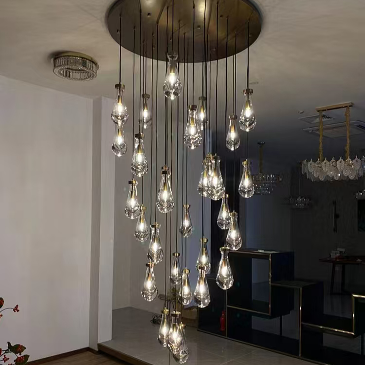 Raindrop Glass Round Chandelier 36"