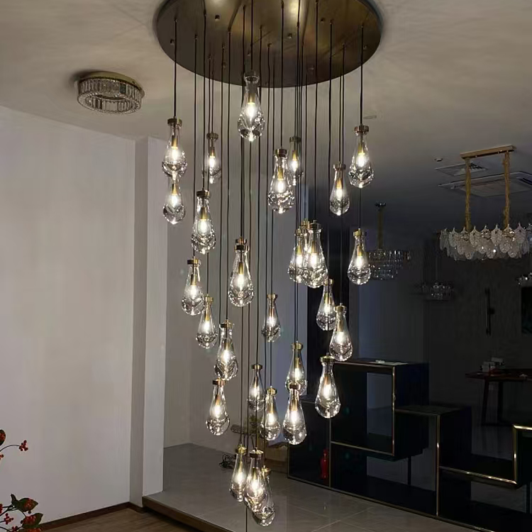 Raindrop Glass Round Chandelier 47"