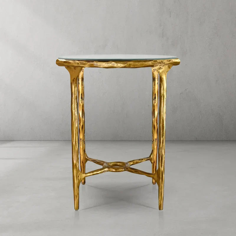 Thaddeus Glass Round Side Table 3 Leg 24"D