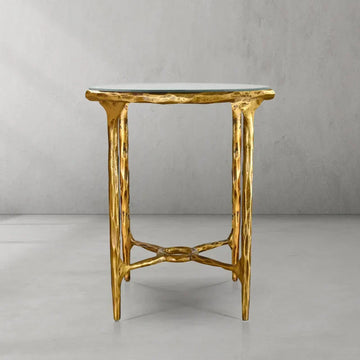 Thaddeus Glass Round Side Table 3 Leg 24"D