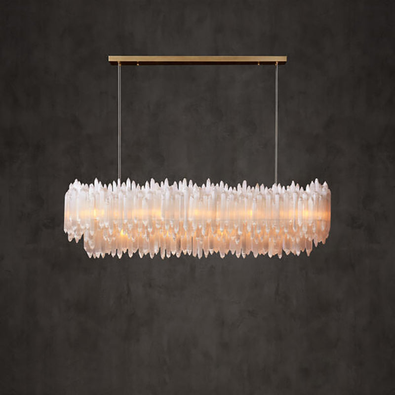 Selenite Layer Rectangular Chandelier 54" 72"