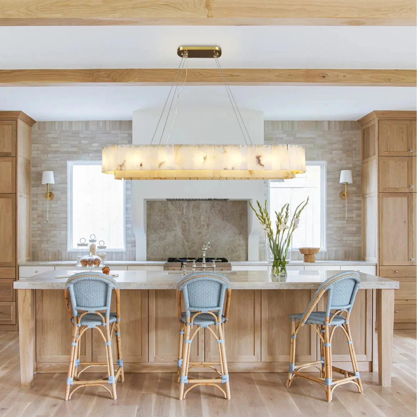 Alabaster Rectangular Chandelier L54" - Fast Delivery-1-Luxehomezone