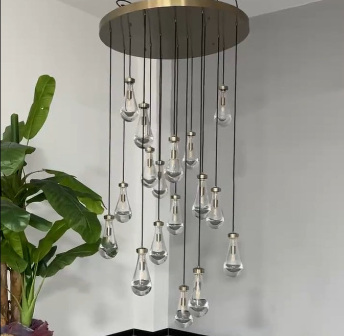 Raindrop Glass Round Chandelier 47"