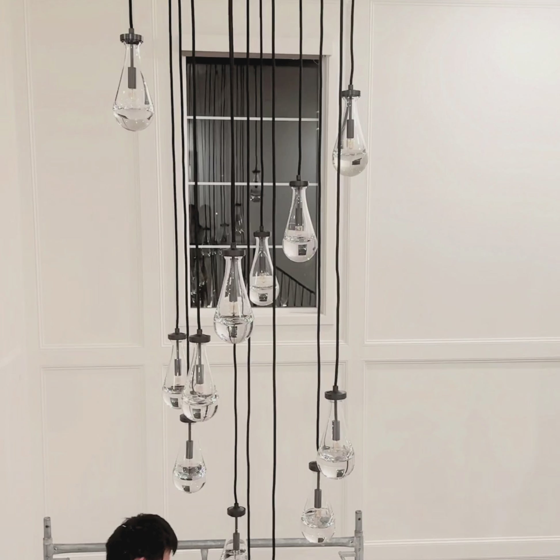 Raindrop Glass Round Chandelier 36"