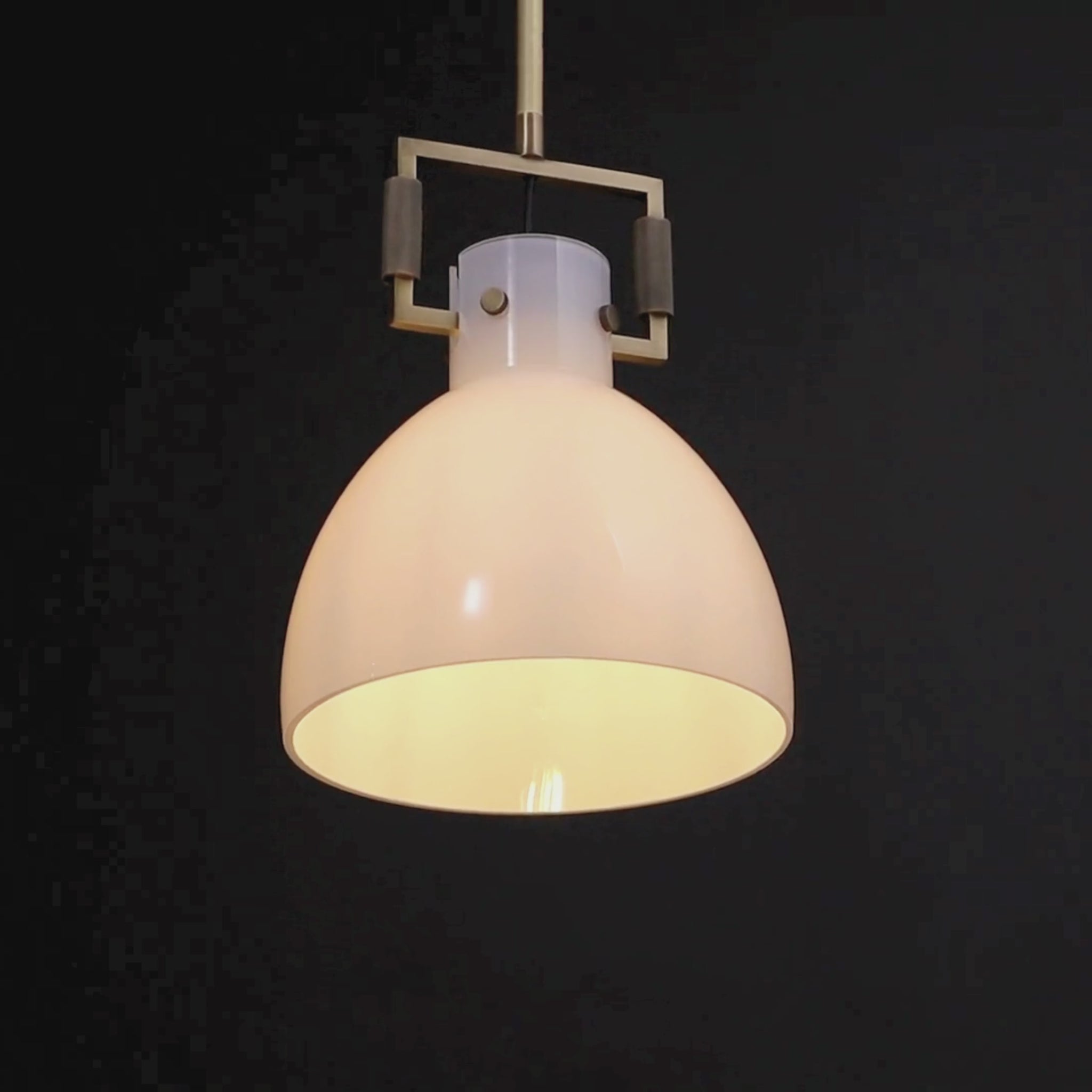 Machinist Milk Glass Cloche Pendant