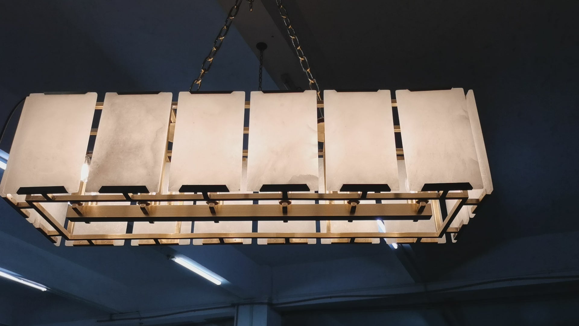 Harlow Calcite Rectangular Chandelier 42"
