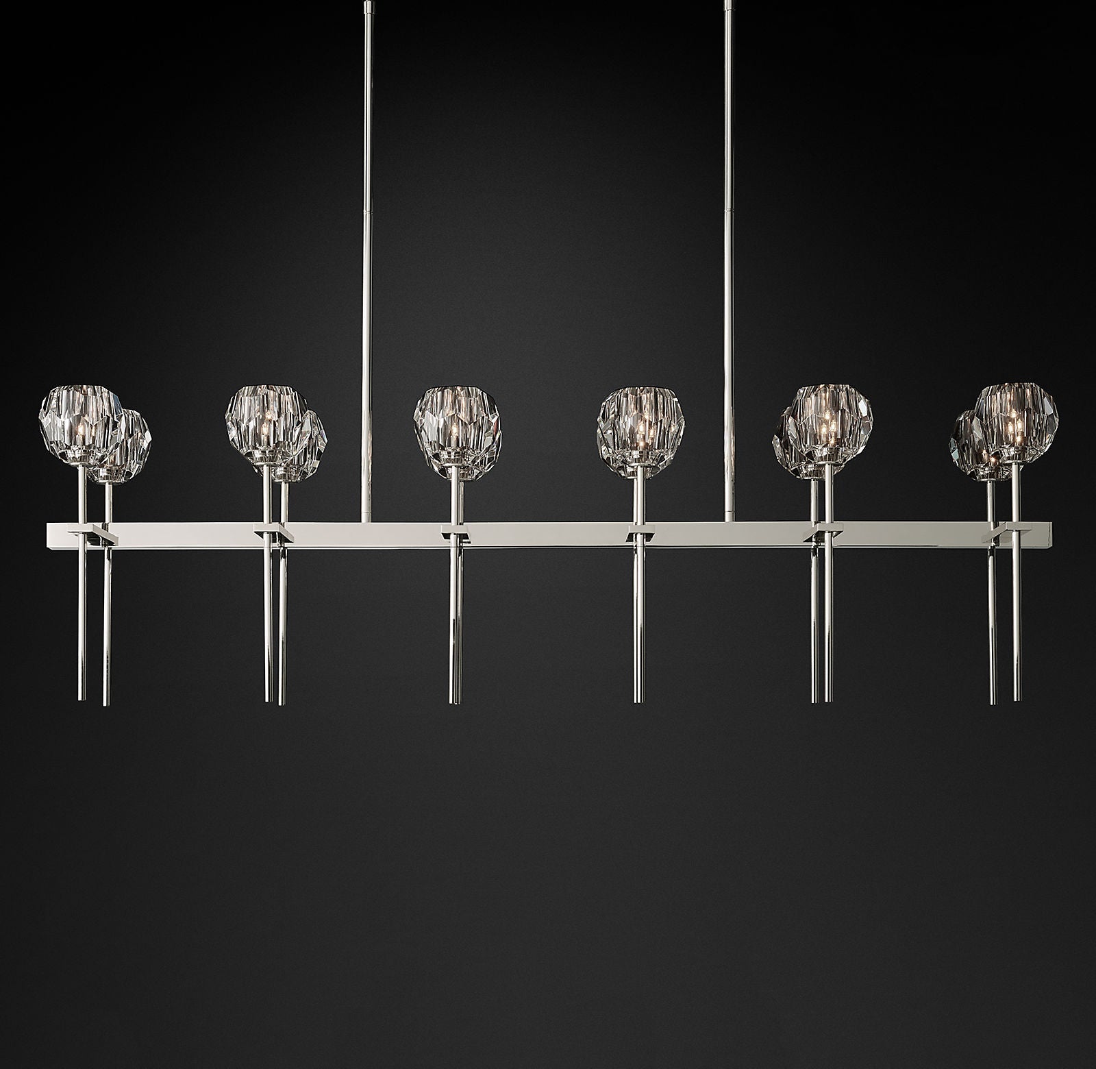 Boule De Cristal Clear Glass Double Linear Chandelier 60"