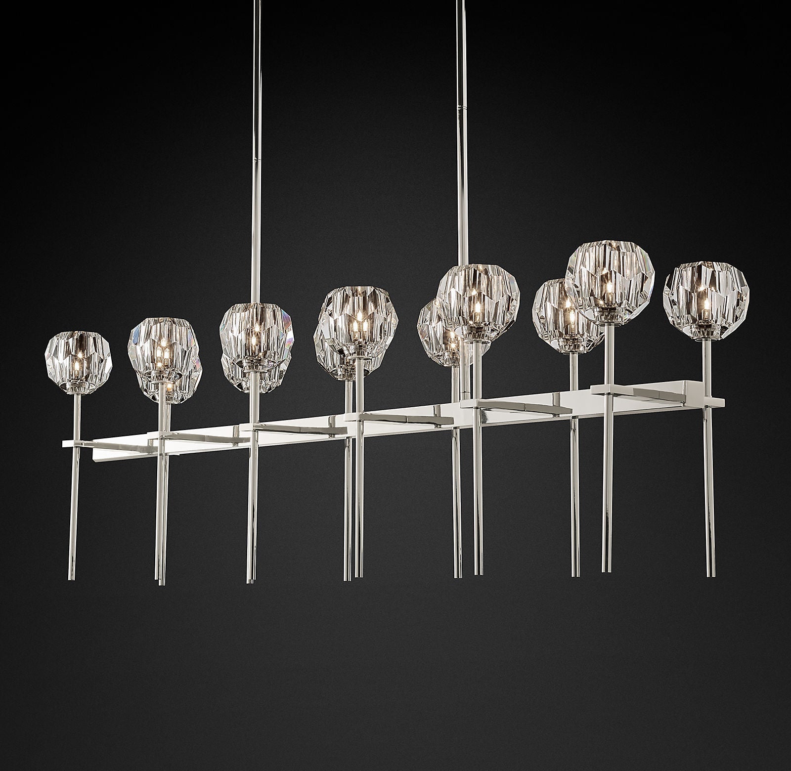Boule De Cristal Clear Glass Double Linear Chandelier 60"