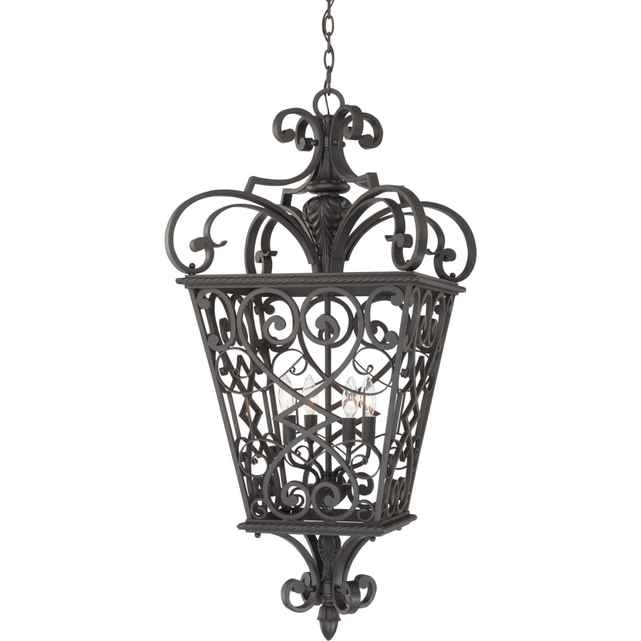 Roseto Labette 4 Light 19" Wide Outdoor Foyer Pendant with Metal Lantern Shade