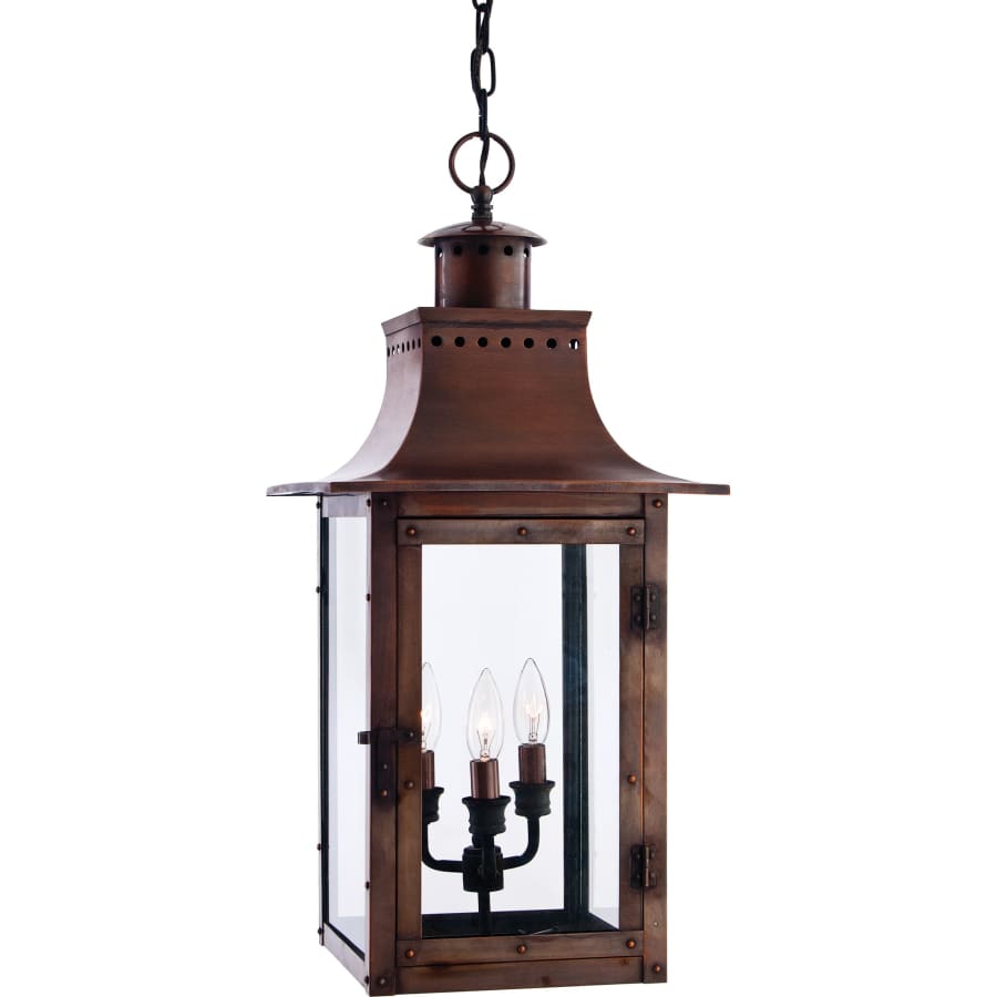 Roseto Iron 3 Light 12" Wide Outdoor Pendant Lantern with Clear Glass