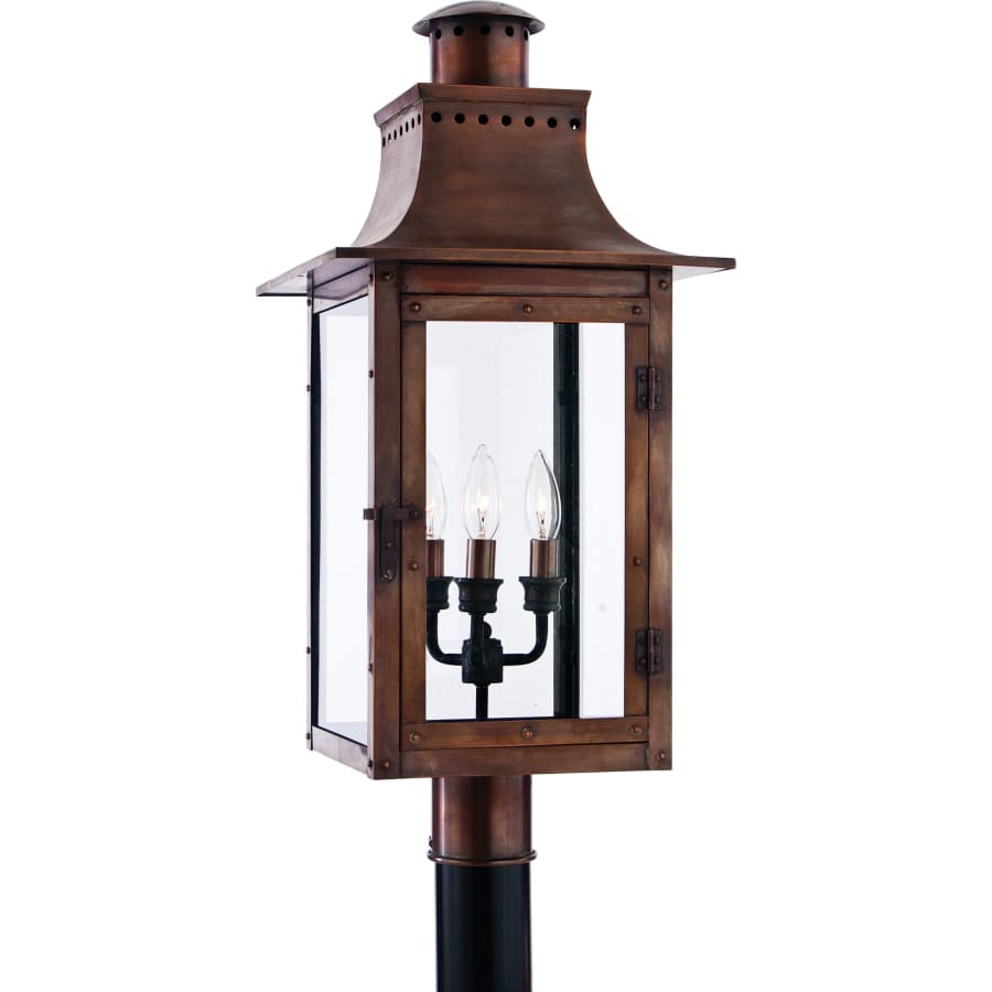 Roseto Iron 3 Light 26" Tall Post Lantern with Clear Glass