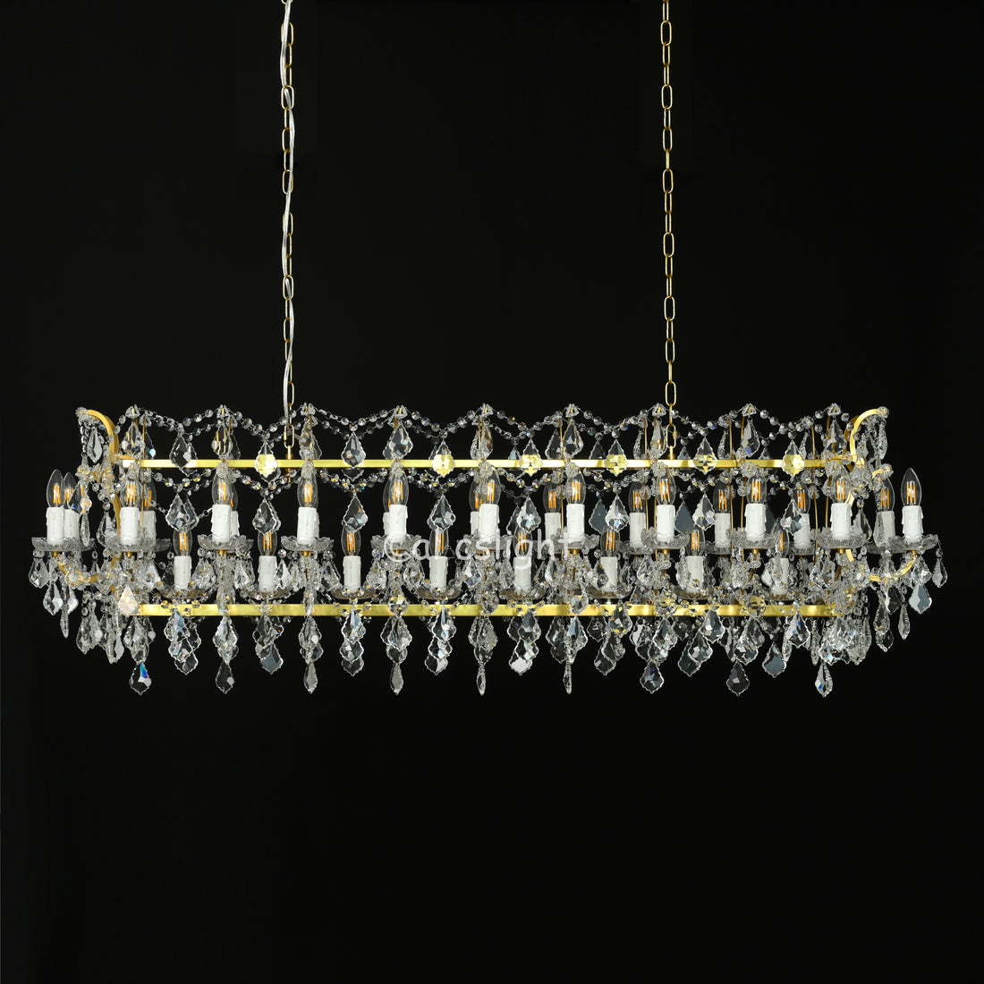 Rocaille Iron & Crystal Linear Chandelier