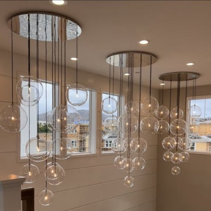 Glass Globe Mobile Cluster Chandelier 44"